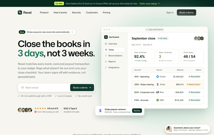 Ravel landing page designed by Bloom