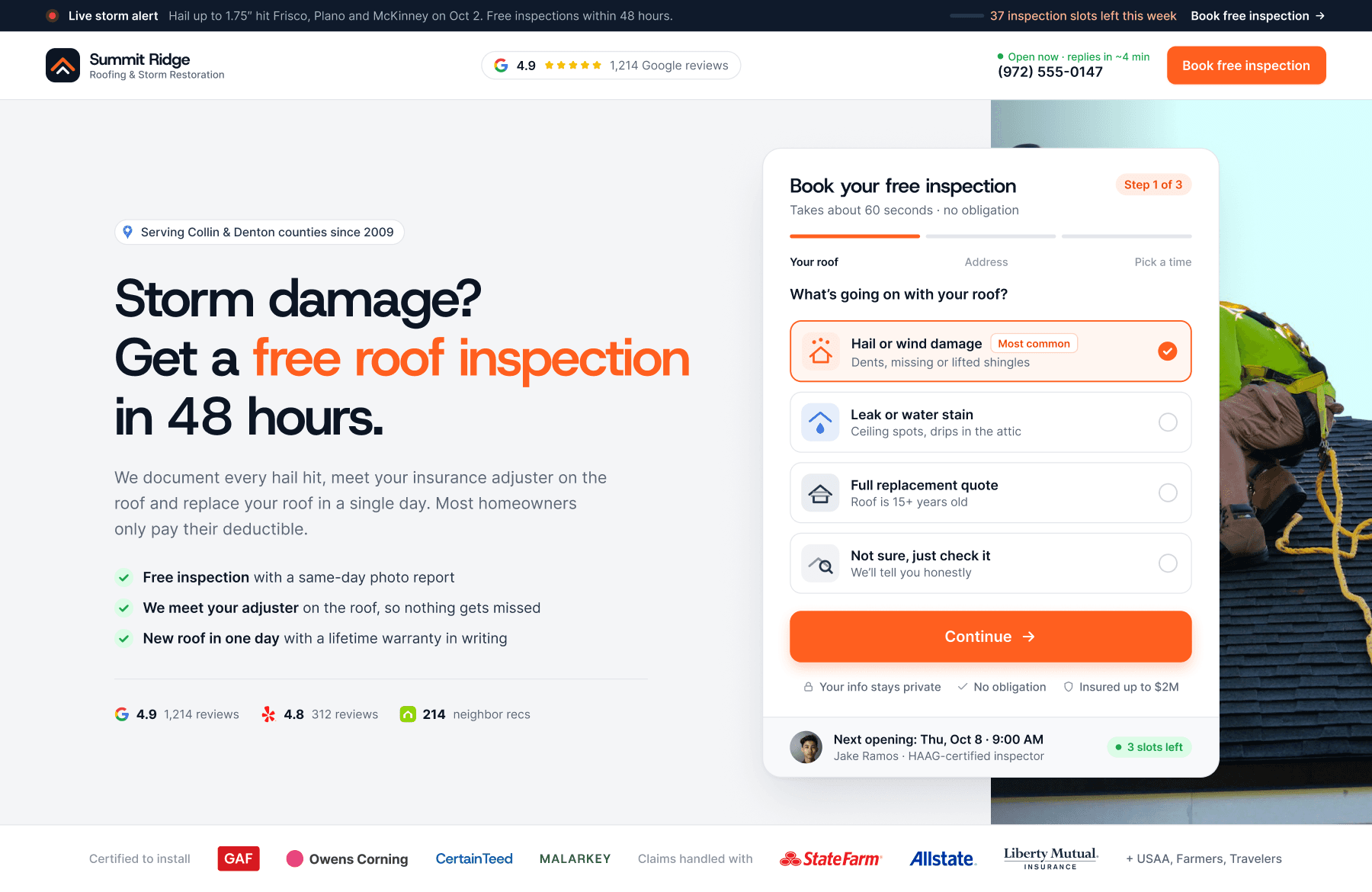 Summit Ridge landing page
